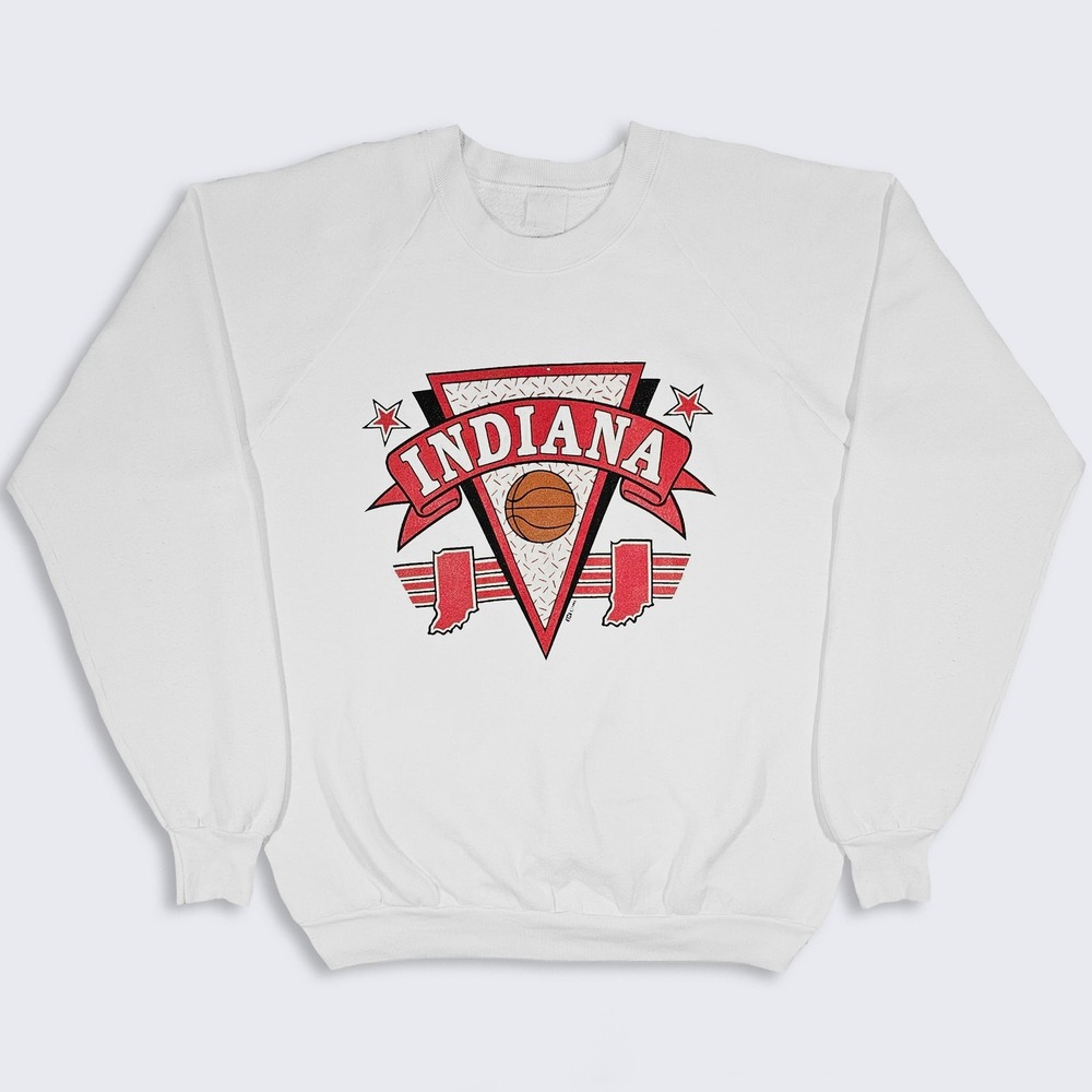 Indiana Hoosiers Vintage 90s Basketball White Crewneck Sweatshirt